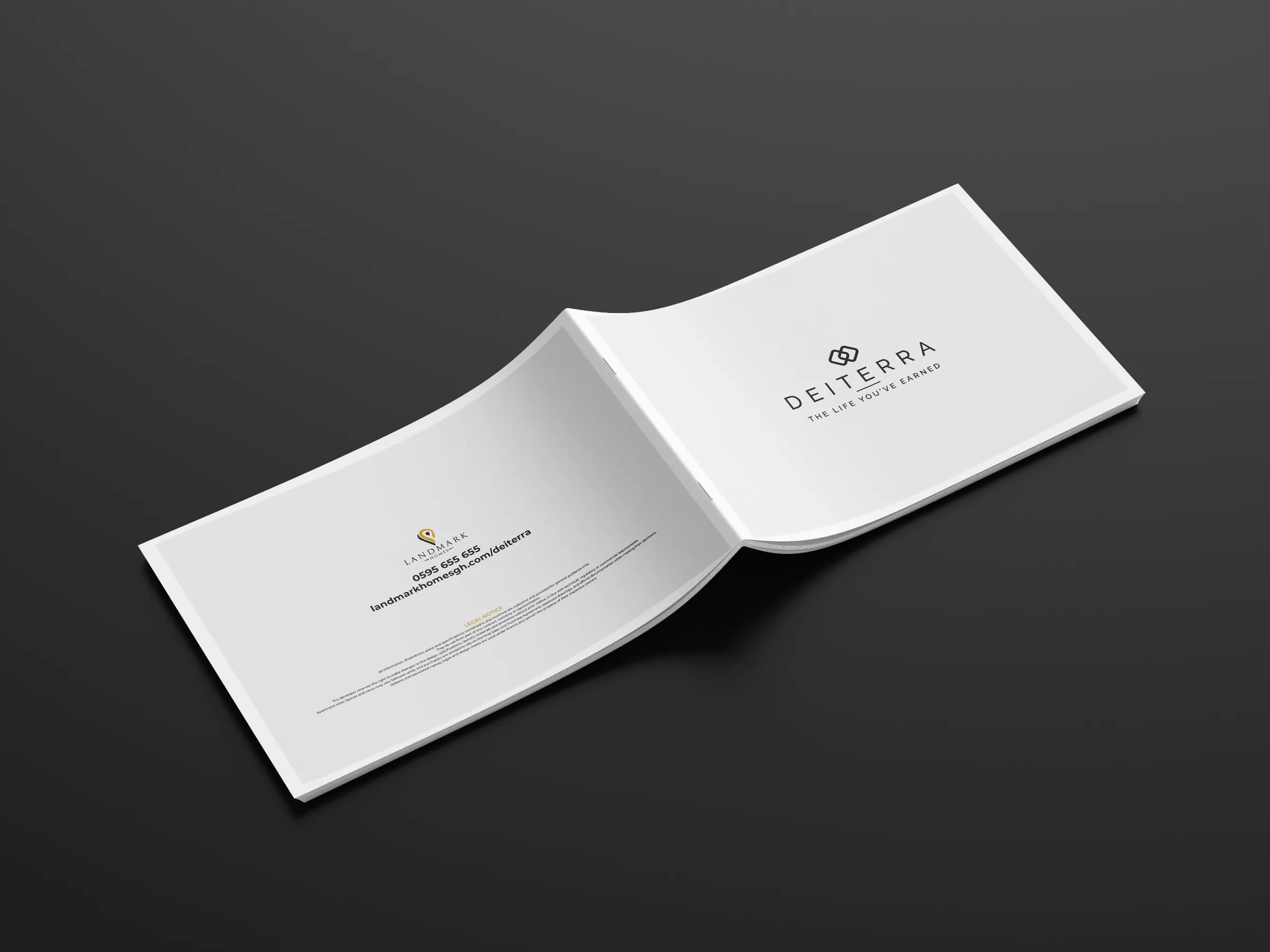 Deiterra brochure spread introducing the name and its Latin origin