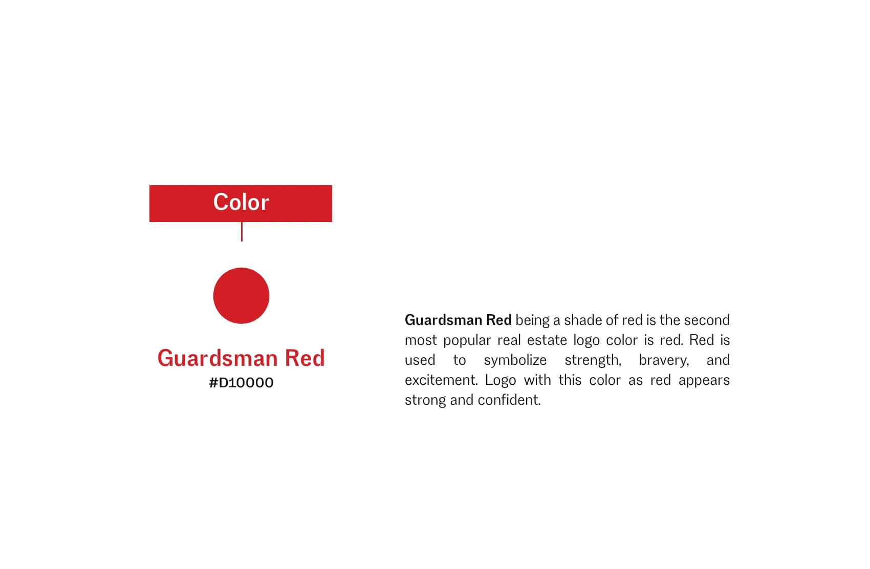 Presentation page specifying Guardsman Red #D10000 with the reasoning for it